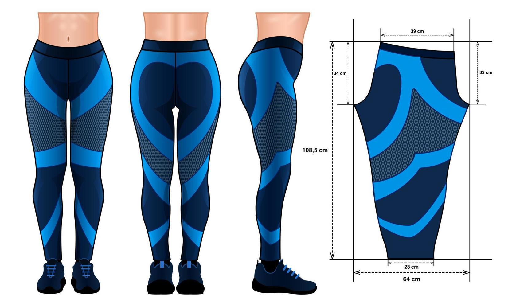 blau leggings hosen mockup muster realistisch isoliert weißer