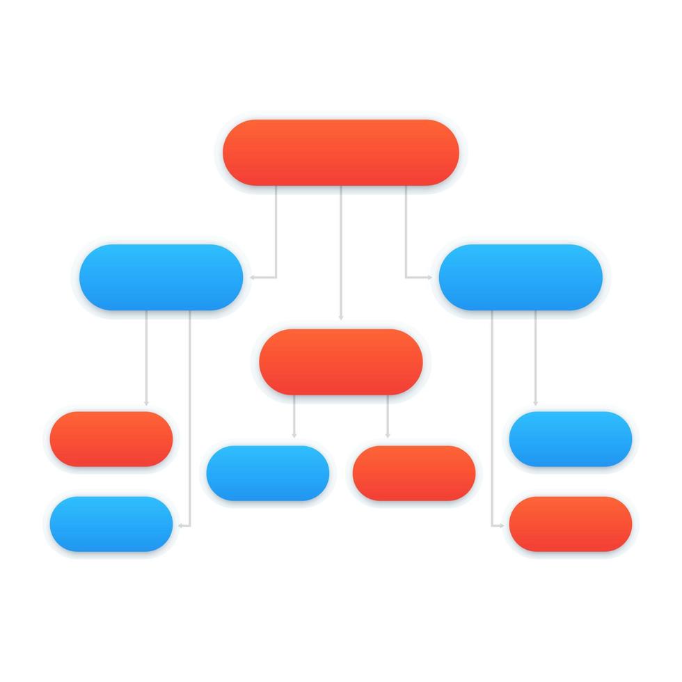 Flussdiagramm-Vorlage, modernes Design in Blau und Orange vektor