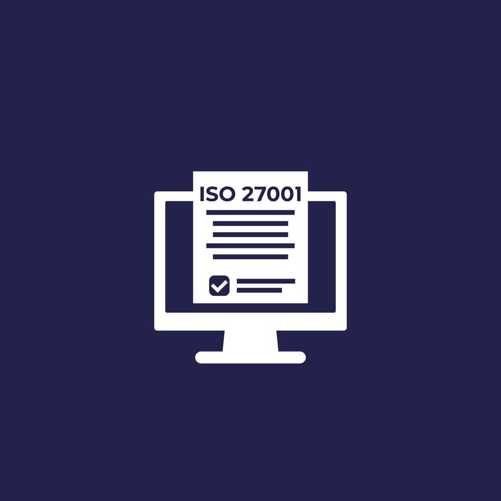 iso 27001, informationssicherheitsstandard, vektorsymbol vektor