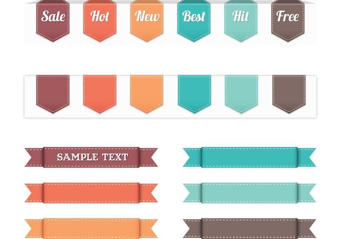 Stitched Ribbon Banner Vector Pack