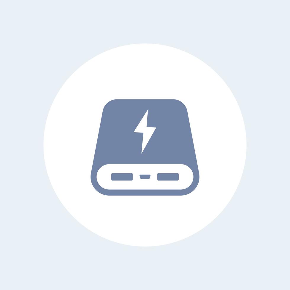 Powerbank-Symbol, tragbares Ladegerät für mobile Geräte, isoliert auf weiß vektor