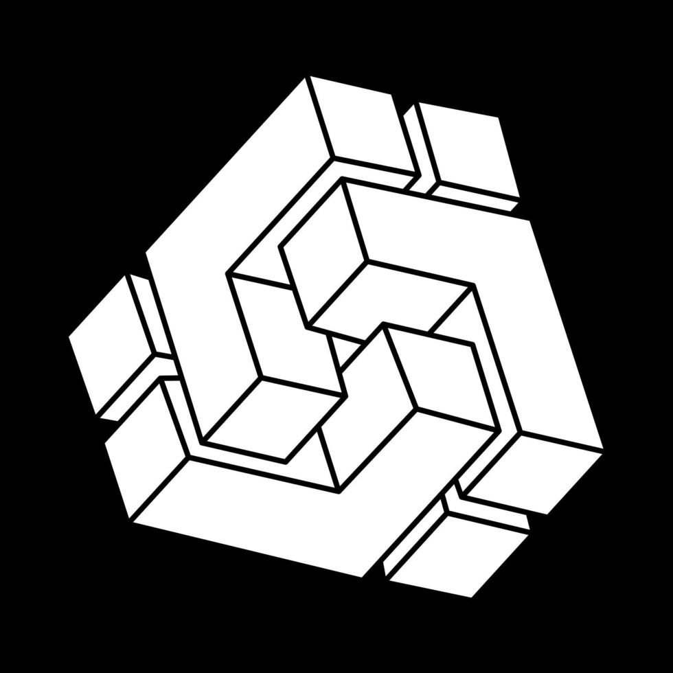 unmögliche Formen. optische Kunst. Vektor-Illustration. Liniendesign. Geometrie Figur. Objekt der optischen Täuschung. vektor