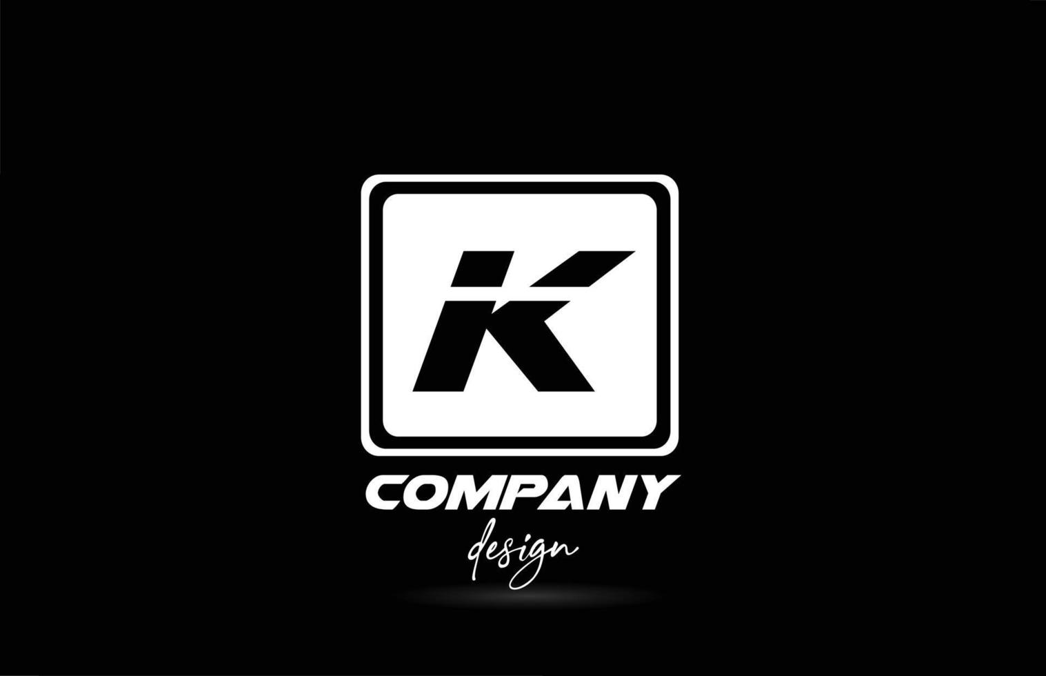 quadratisches k-Alphabet-Symbol-Buchstaben-Logo mit schwarz-weißem Design. kreative Vorlage für Unternehmen und Unternehmen vektor