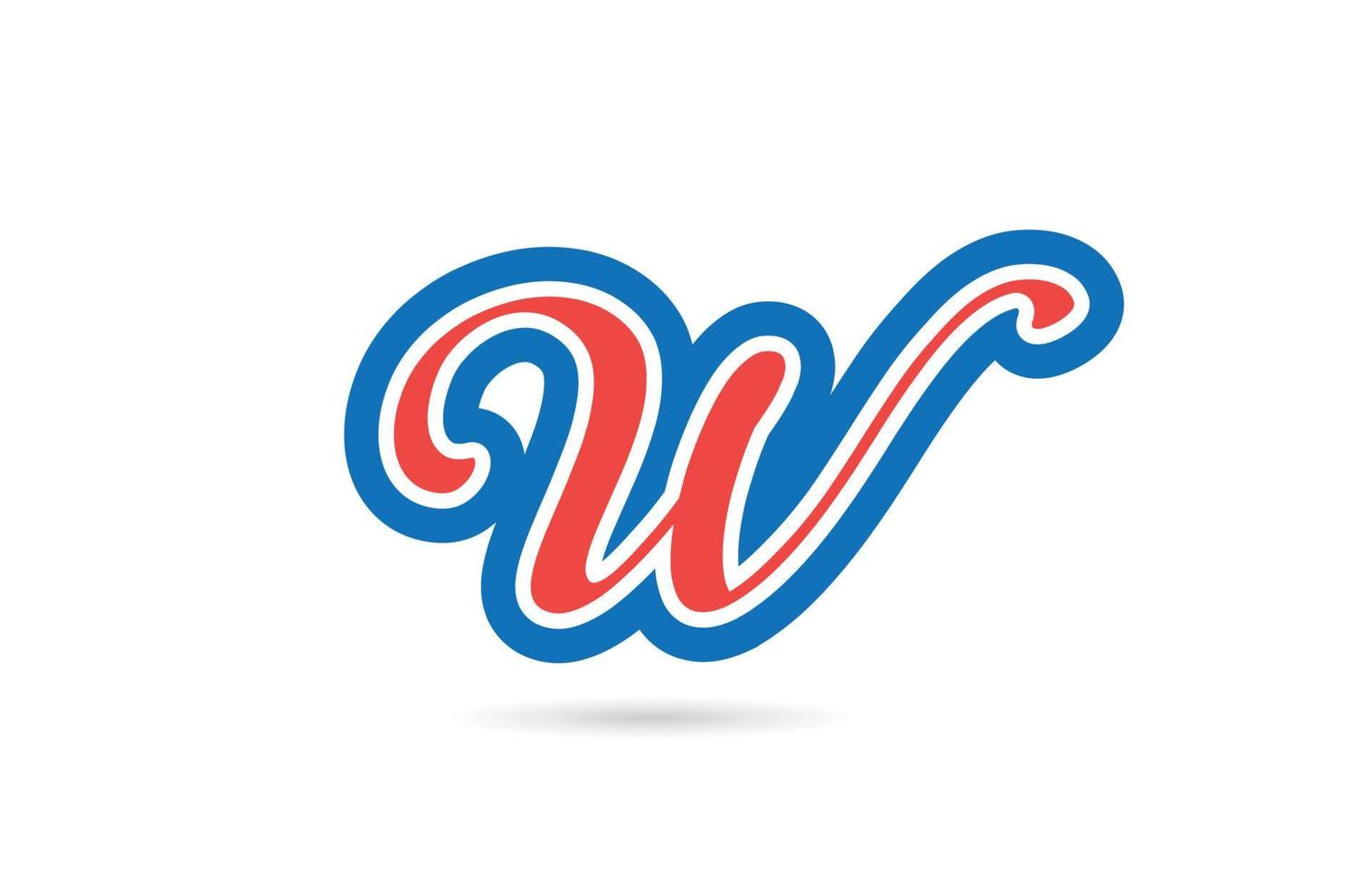 rot blau handschriftlich w Alphabet Buchstabe Logo Design-Ikone. kreative vorlage für geschäft und unternehmen vektor