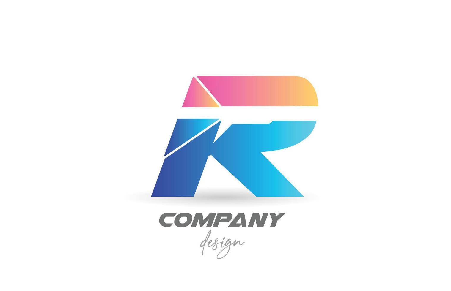 färgglada r alfabetet bokstavslogotyp ikon med skivad design och blå rosa färger. kreativ mall för företag och företag vektor