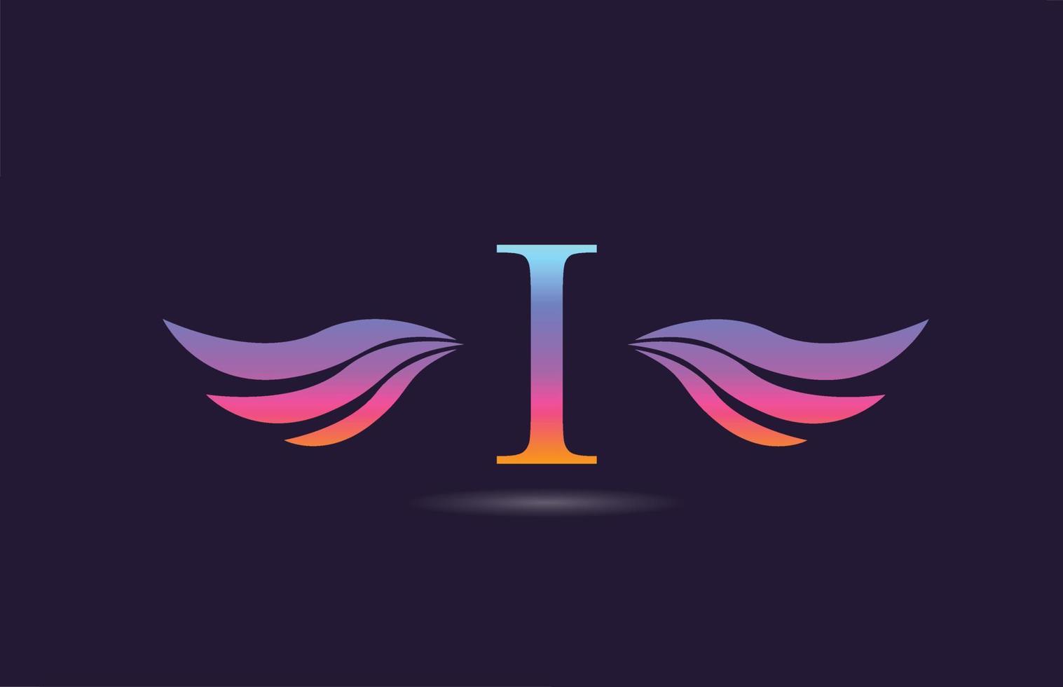 färgglada alfabetet bokstavslogotyp ikon design med vingar. kreativ mall för företag och företag i rosa gul vektor