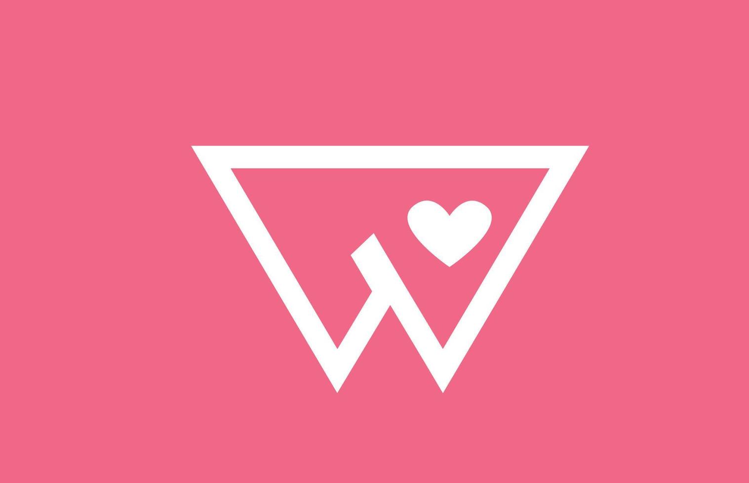 w Liebe Herz Alphabet Buchstaben Logo-Symbol mit rosa Farbe und Linie. kreatives Design für eine Dating-Site-Firma oder ein Unternehmen vektor