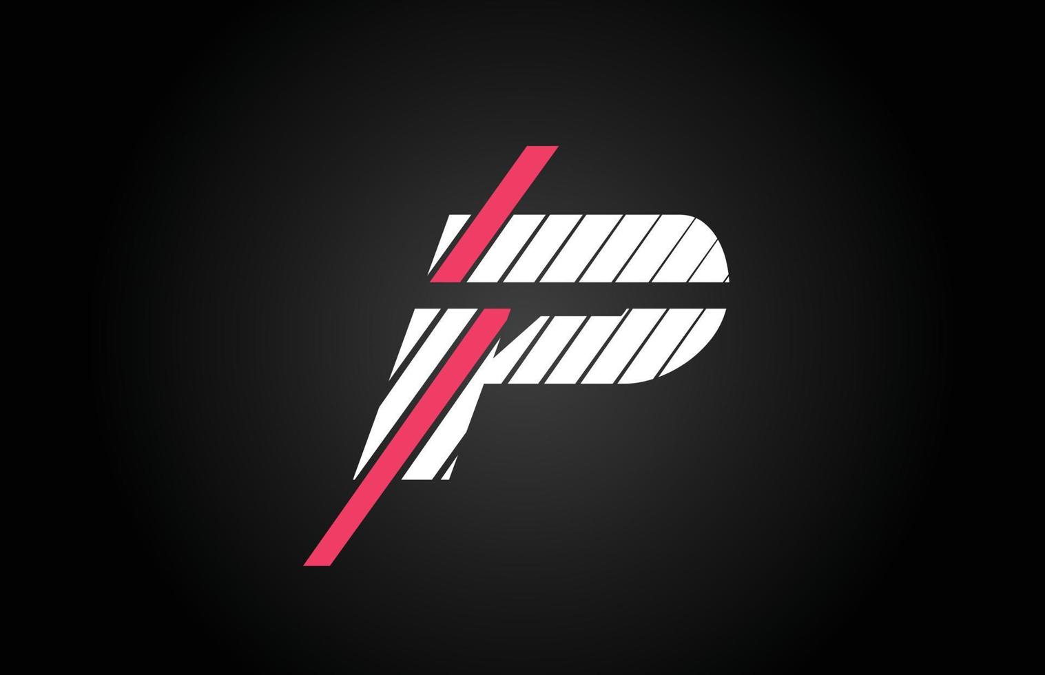 Liniendesign p Alphabet Buchstabe Symbol Logo-Design. kreative vorlage für unternehmen und unternehmen mit rosa und weißer farbe vektor