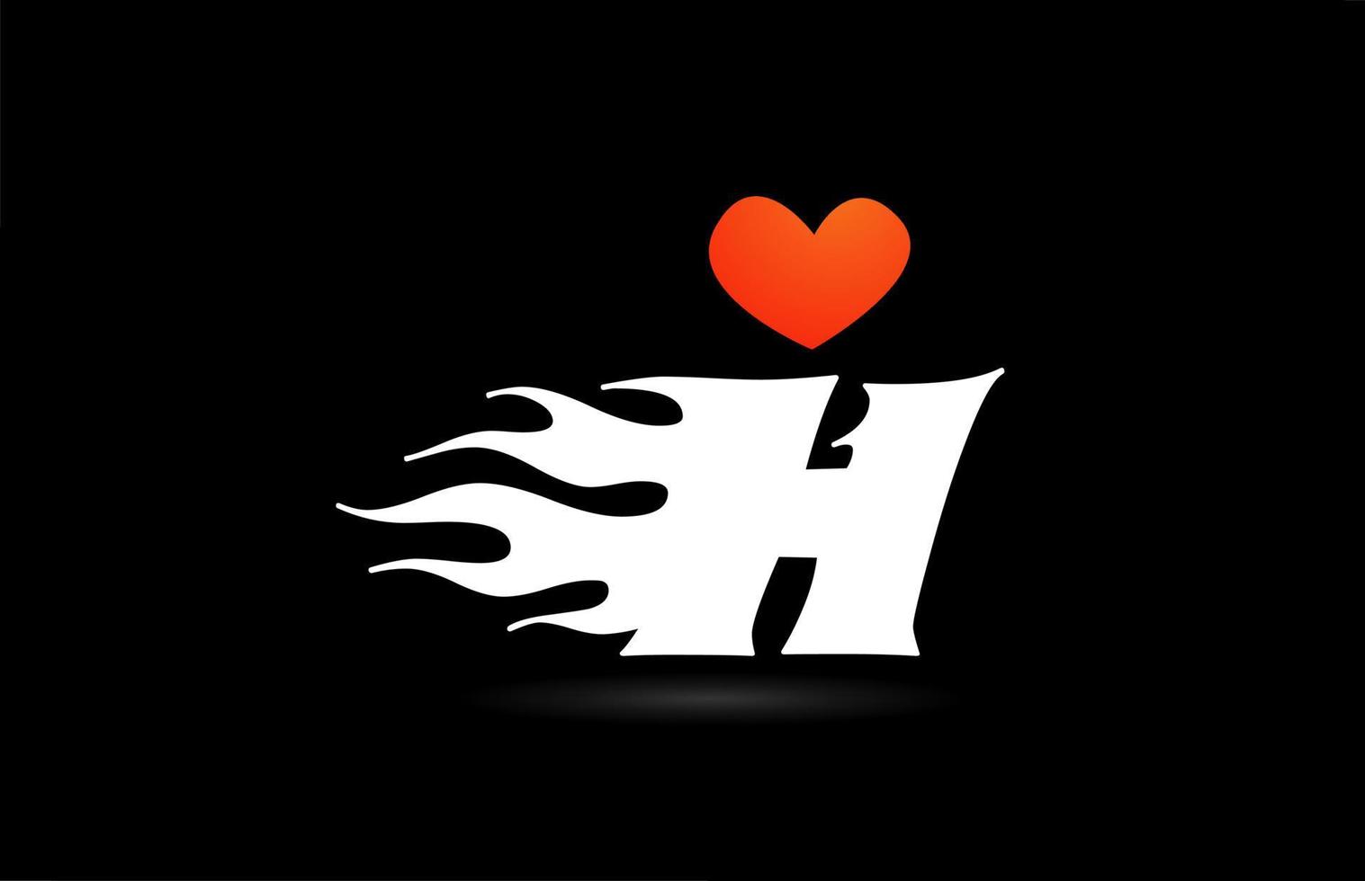 alfabetet h bokstaven ikon logotyp design. kreativ mall för affärer med kärlek hjärta flammor vektor