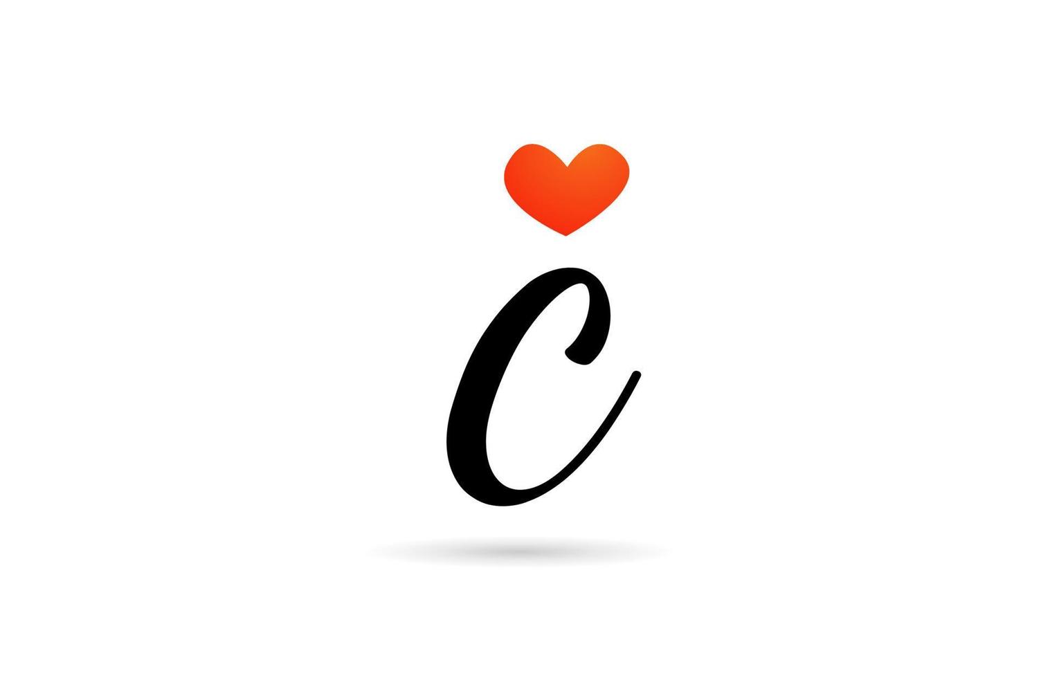 handskriven c alfabetet bokstaven ikon logotyp design. kreativ mall för affärer med kärlekshjärta vektor