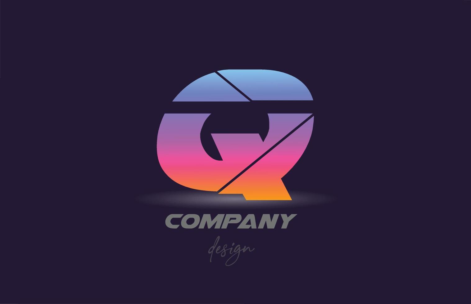 q-Alphabet-Buchstaben-Symbol-Logo mit geschnittenem Stil und farbenfrohem Design. kreative Vorlage für Unternehmen und Unternehmen vektor