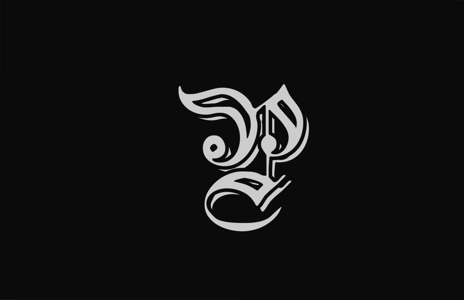 Vintage-weißes p-Alphabet-Buchstaben-Logo-Design-Symbol. kreative vorlage für unternehmen oder unternehmen mit schwarzem hintergrund vektor