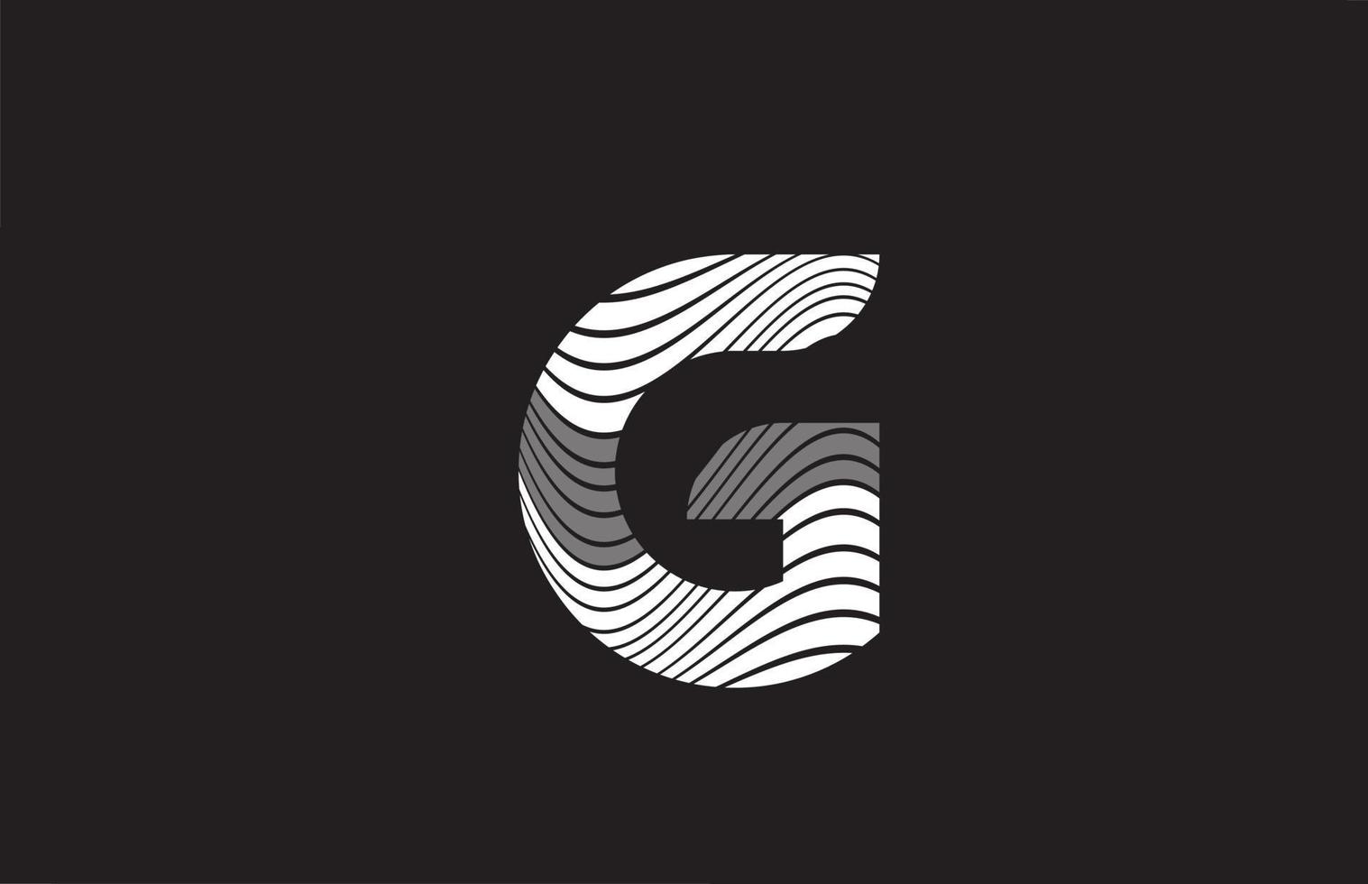 svarta och vita linjer g alfabetet bokstaven ikon logotyp design. kreativ mall för företag vektor