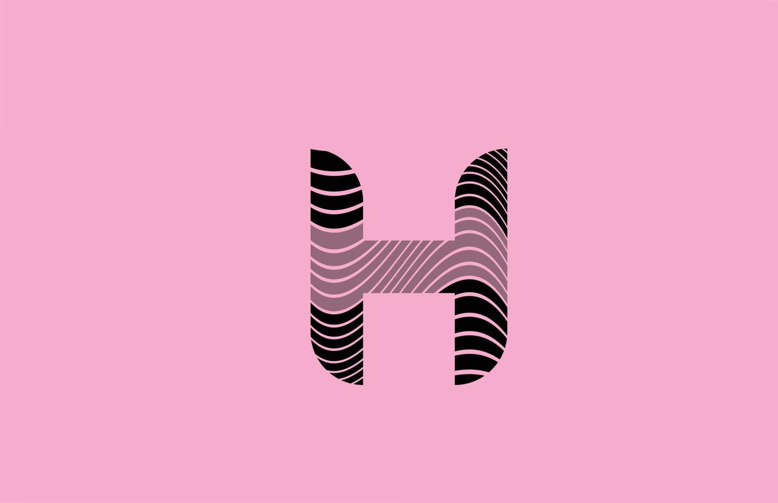 svart bokstav h logotyp designikon med rosa bakgrund. kreativ mall för företag med linjer vektor