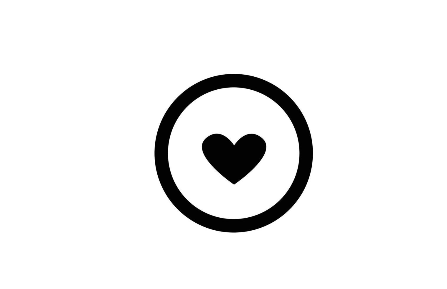o kärlek hjärta alfabetet bokstav ikon logotyp med svart och vit färg och linje. kreativ design för företag eller företag vektor