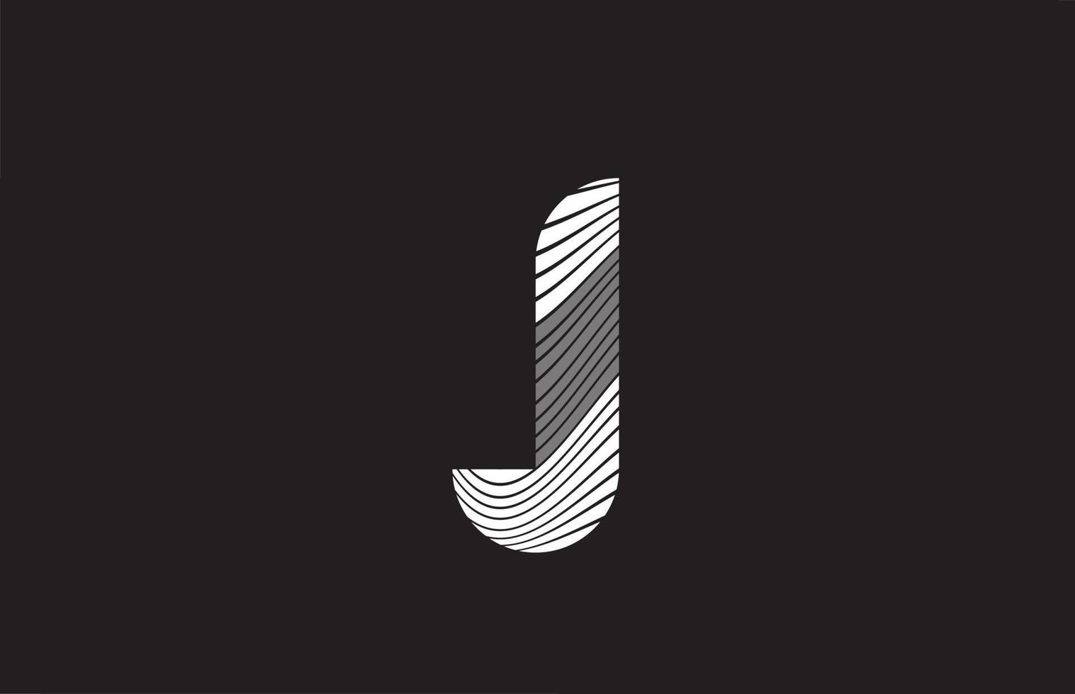 svarta och vita linjer j alfabetet bokstav ikon logotyp design. kreativ mall för företag vektor