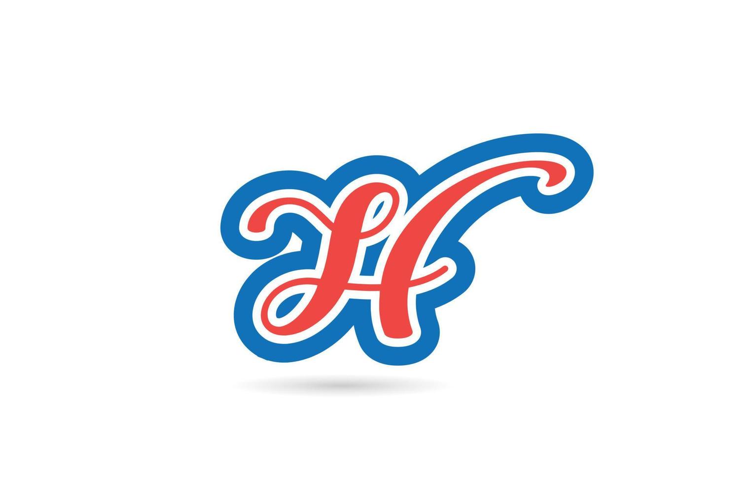 röd blå handskriven h alfabetet bokstaven logotyp designikon. kreativ mall för företag och företag vektor