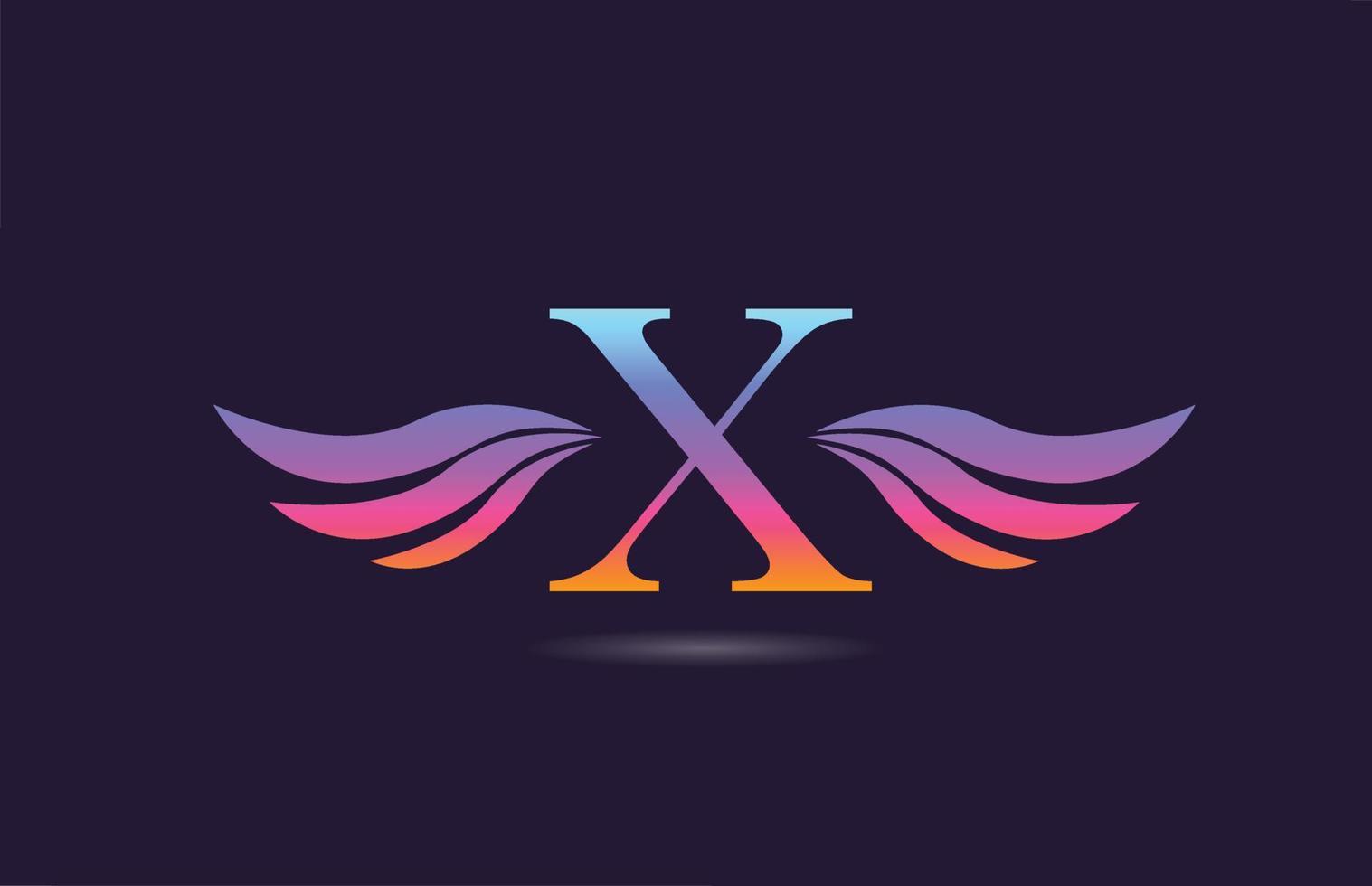 buntes x-Alphabet-Buchstaben-Logo-Icon-Design mit Flügeln. kreative vorlage für unternehmen und unternehmen in rosa gelb vektor
