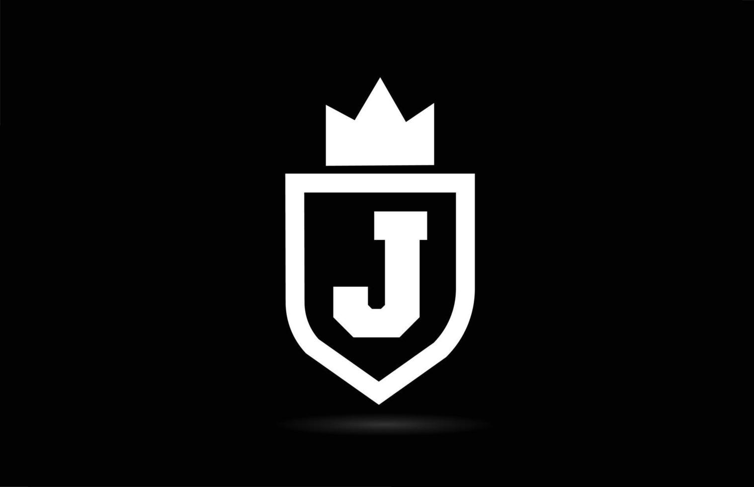 j alfabetet bokstaven logotyp ikon med kung krona design. kreativ mall för företag och företag i vita och svarta färger vektor