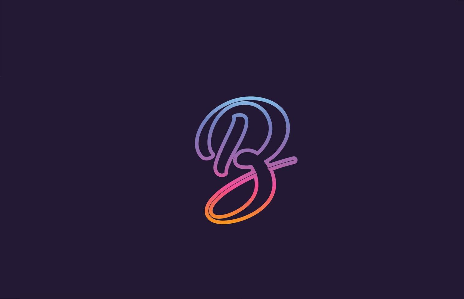 b alfabetet bokstav ikon logotyp design. kreativ mall för företag och företag med färgglad linjefärg vektor