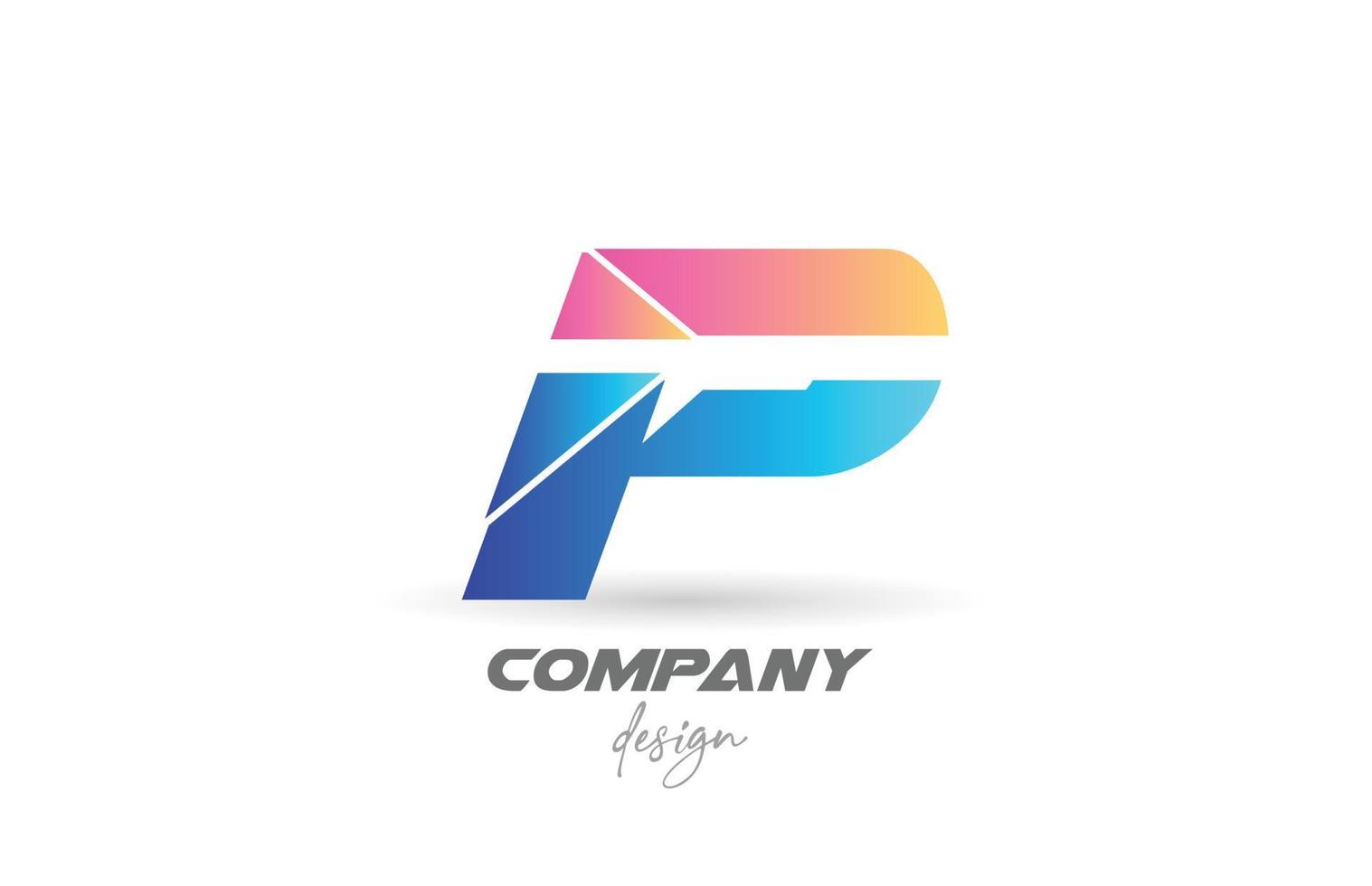 buntes p-Alphabet-Buchstaben-Logo-Symbol mit geschnittenem Design und blau-rosa Farben. kreative Vorlage für Unternehmen und Unternehmen vektor