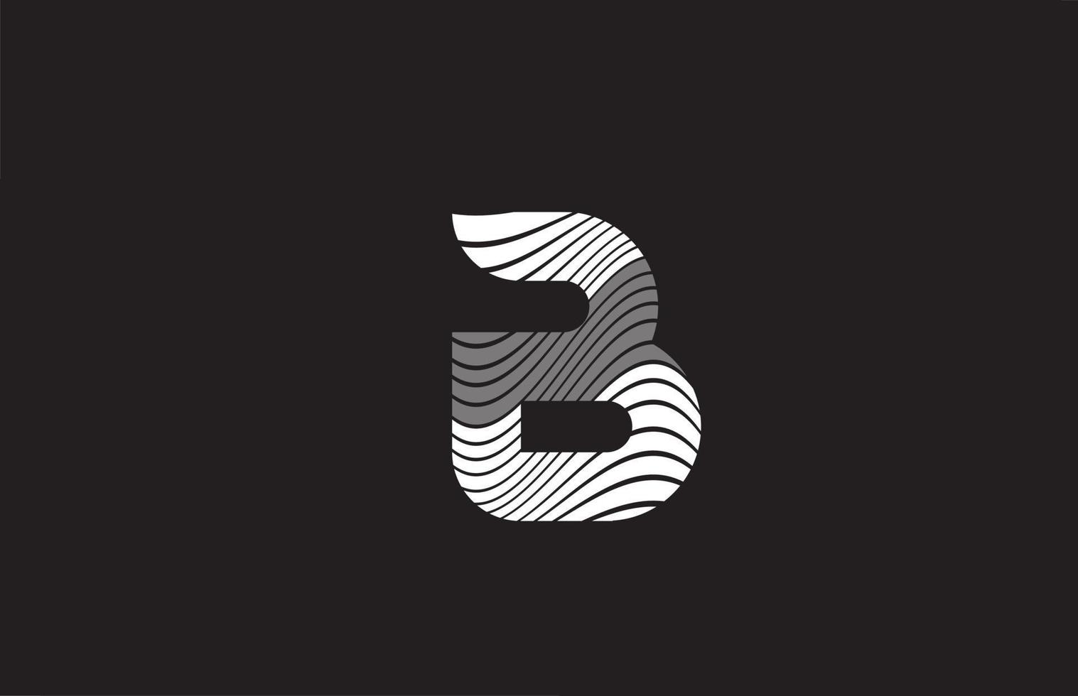 svarta och vita linjer b alfabetet bokstaven ikon logotyp design. kreativ mall för företag vektor