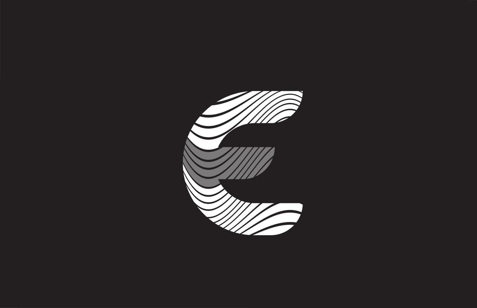 svarta och vita linjer e alfabetet bokstavsikon logotyp design. kreativ mall för företag vektor