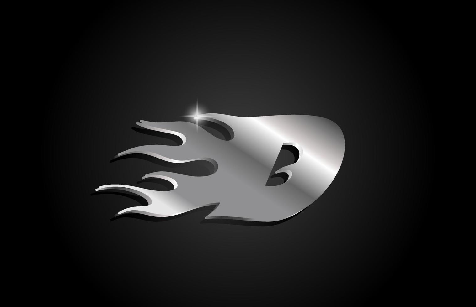 metall grå alfabetet bokstaven d ikon logotyp design. kreativ mall för företag med metallisk stil och lågor vektor