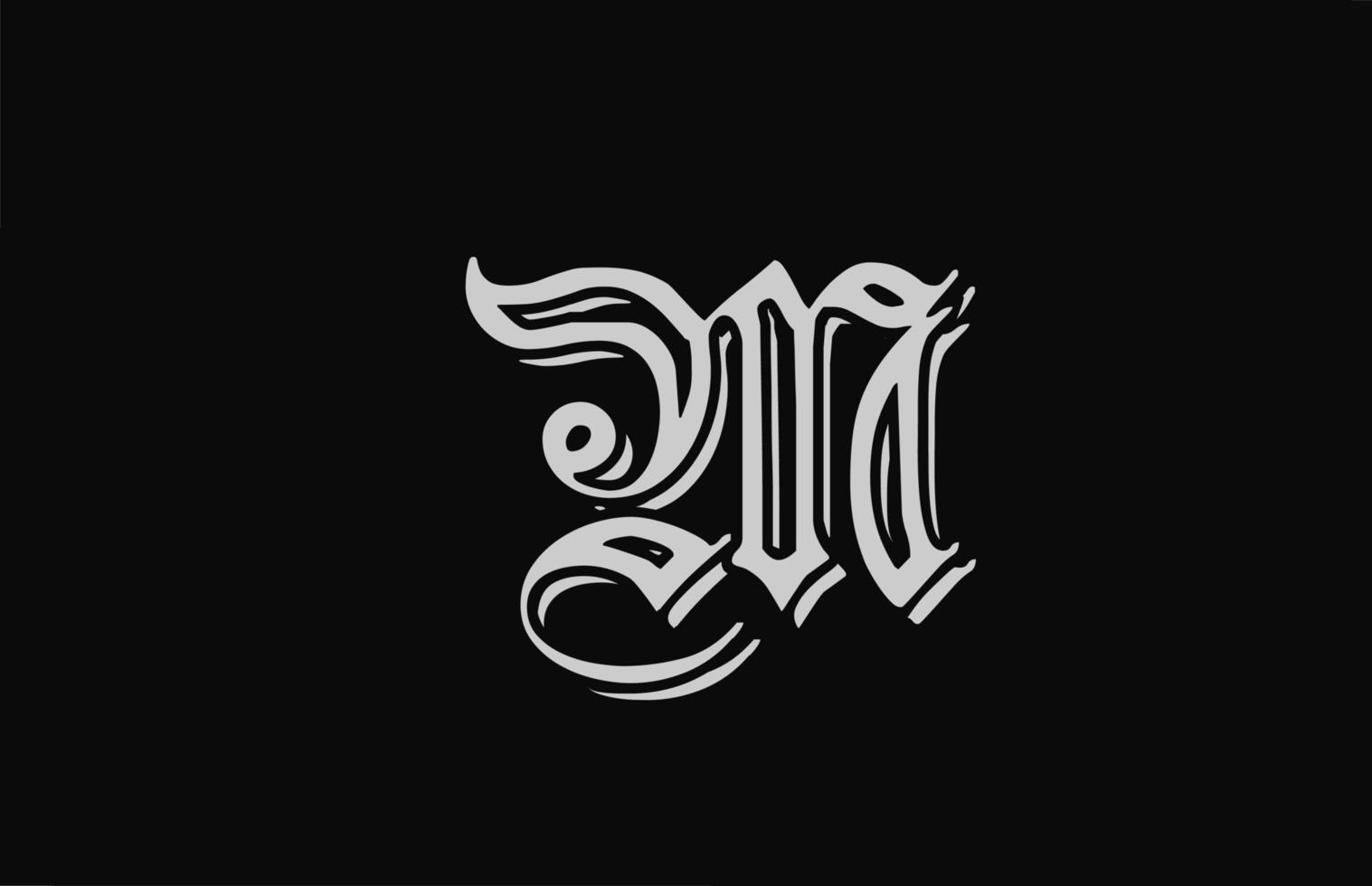 Vintage weiße m Alphabet Buchstaben Logo Design-Ikone. kreative vorlage für unternehmen oder unternehmen mit schwarzem hintergrund vektor