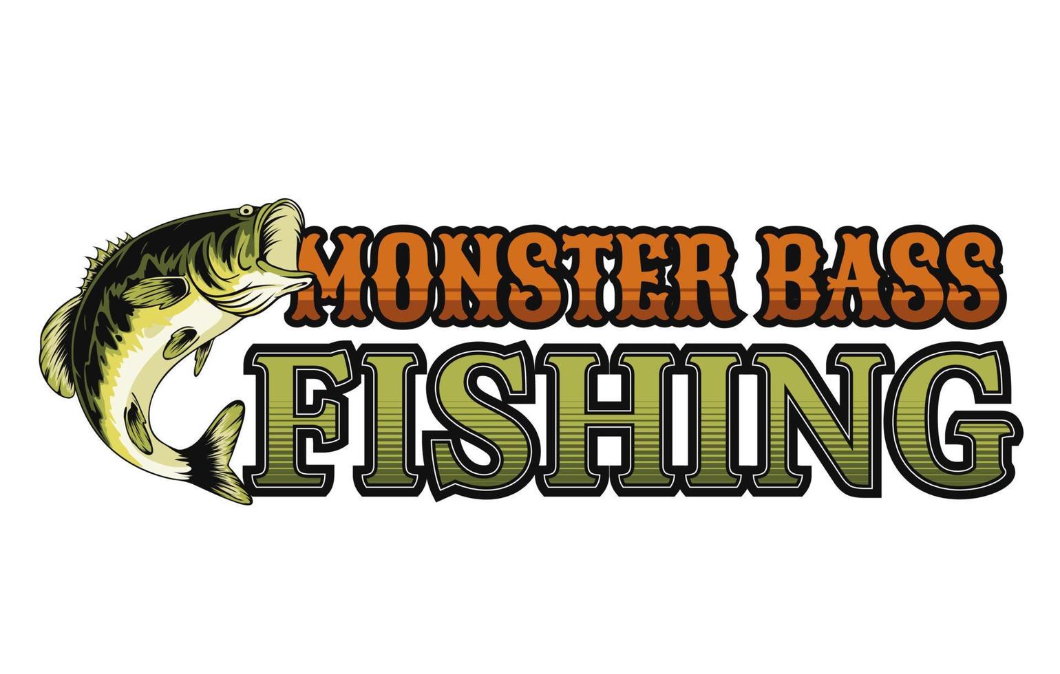 monster bas fiske design för stiker och mer vektor