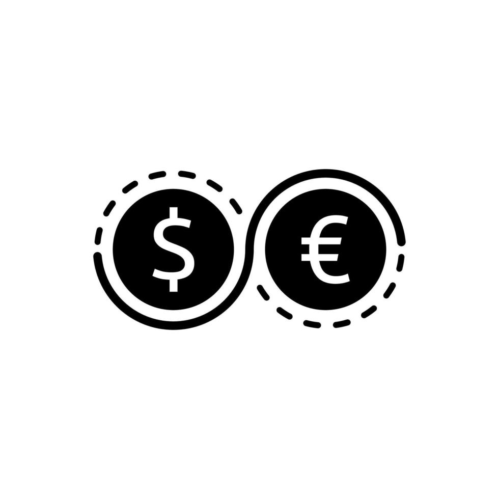 Geldwechsel einfaches Symbol. Bankwährungszeichen. Symbol für Bargeldtransfer in Euro und Dollar. hochwertige Gestaltungselemente vektor