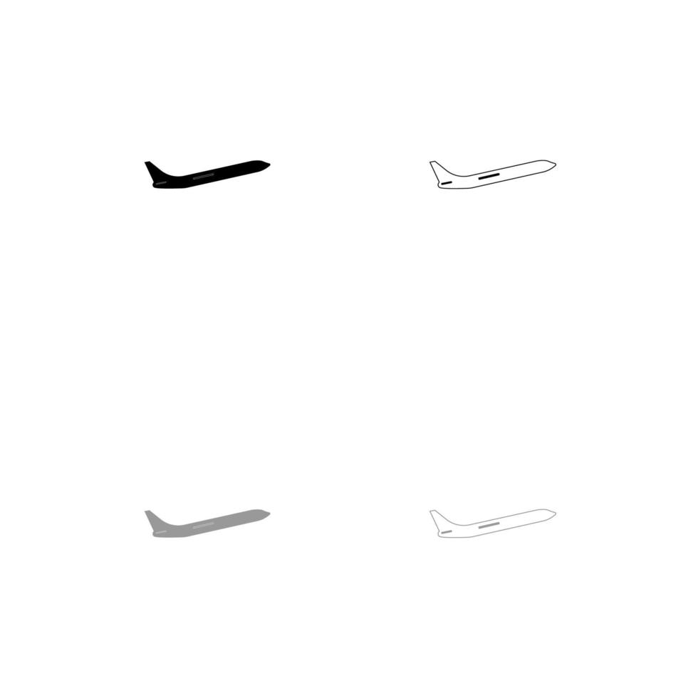 Flugzeug set schwarz weißes Symbol. vektor