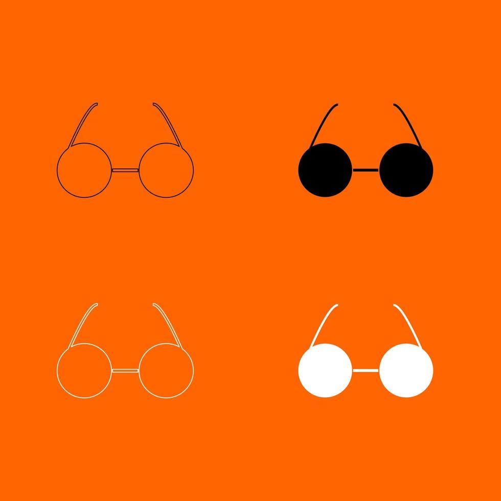 Brille Schwarz-Weiß-Farbset-Symbol. vektor