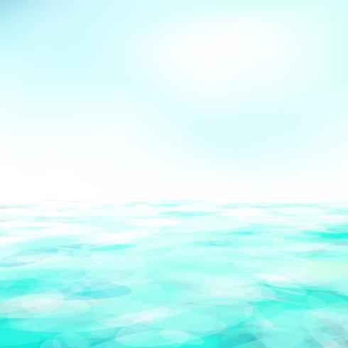 Abstrakter Naturhintergrund mit blauem Ozean und blauem bewölktem Himmel. vektor