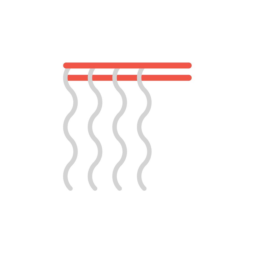 rote Essstäbchen mit Reisnudeln-Vektorsymbol. nudeln auf essstäbchenillustration für restaurantmenü oder lieferwebsite. Symbol für dünne Linienstile isoliert vektor