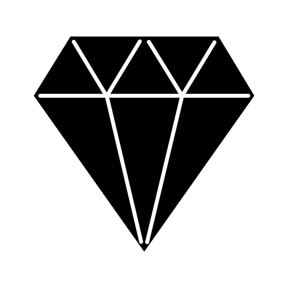 diamant glyfikon. platt kristall. dekorativt lysande. smycke element. polygonal geometrisk figur. abstrakt form. isometrisk form. siluett symbol. negativt utrymme. vektor isolerade illustration