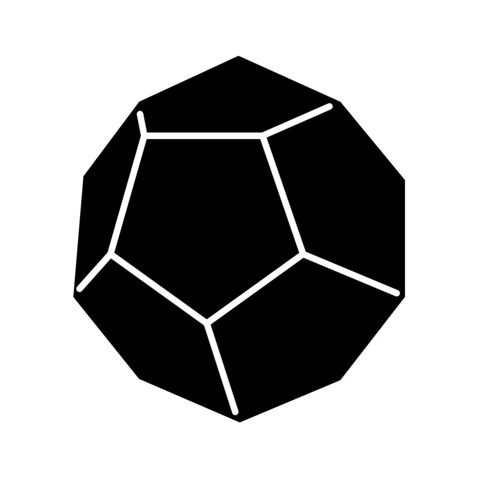 dodekaeder glyfikon. geometrisk figur med hexagonbas. dekorativa grafiska element. platt abstrakt form. isometrisk form. siluett symbol. negativt utrymme. vektor isolerade illustration