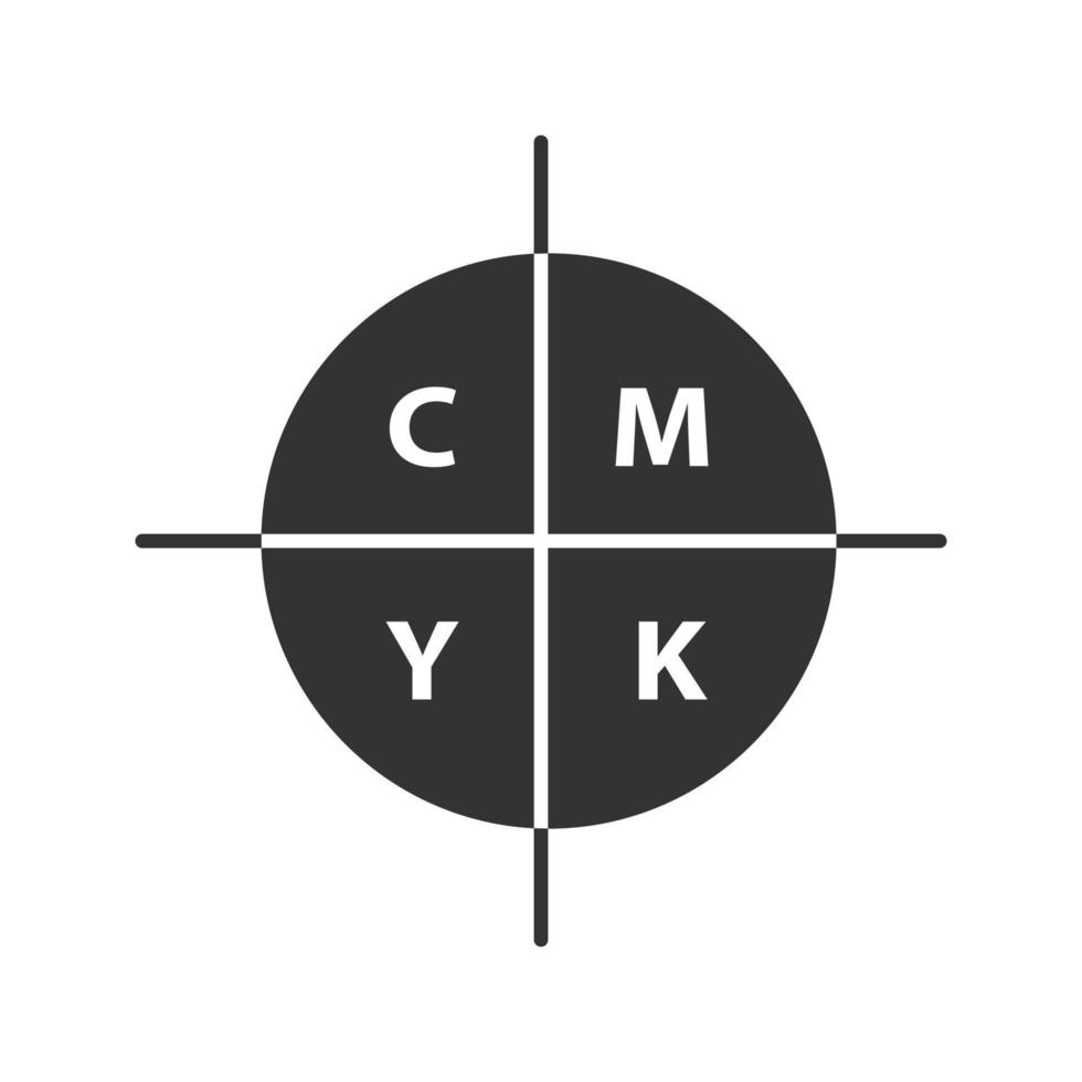 CMYK-Farbkreismodell-Glyphensymbol vektor