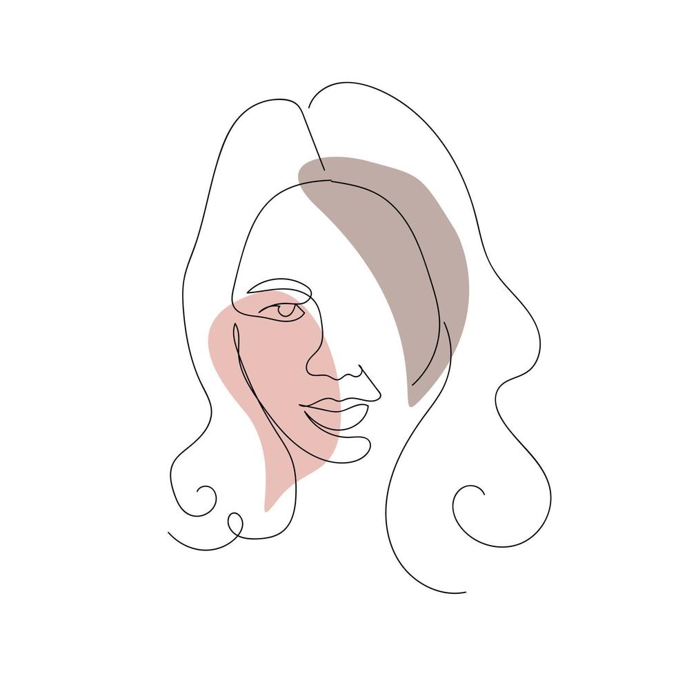 weibliches minimalistisches lineares Porträt. Logos für Schönheitssalons, abstraktes Vektorporträt einer Frau vektor
