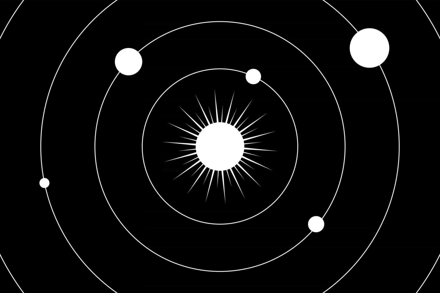 abstrakt illustration med solsystemet på svart bakgrund för tapetdesign. stjärna universum bakgrund vektor