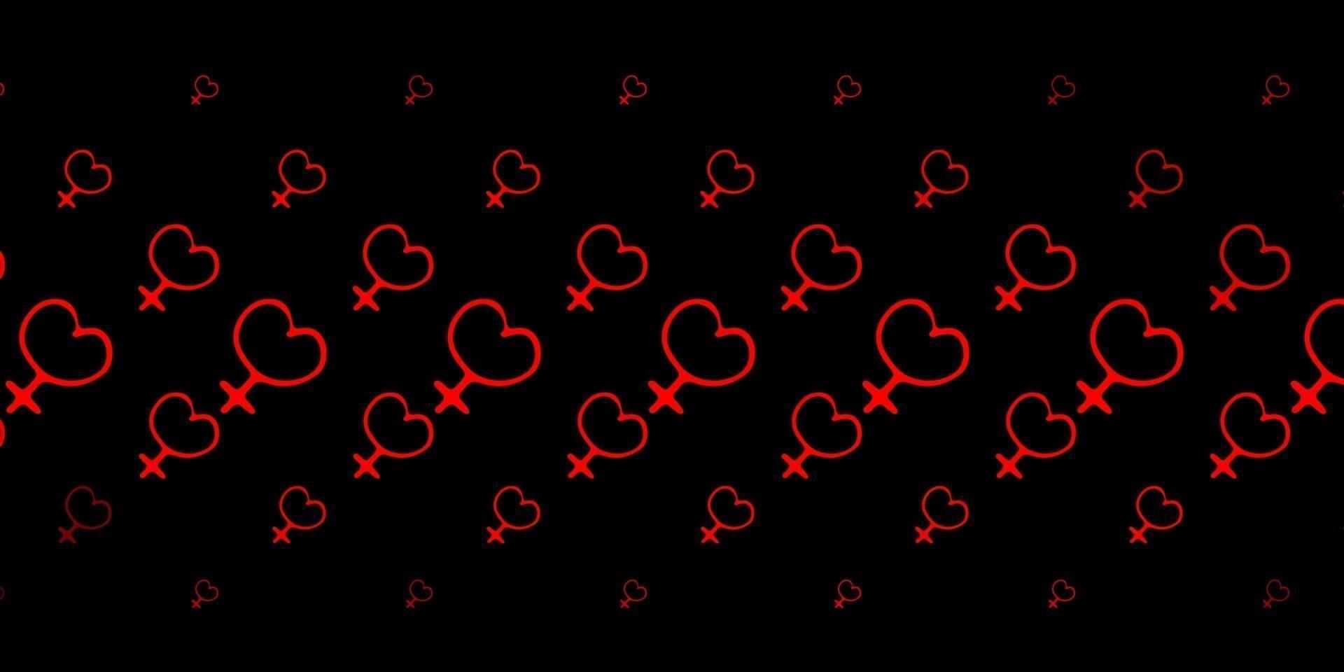 dunkelroter Vektorhintergrund mit den Machtsymbolen der Frau. vektor