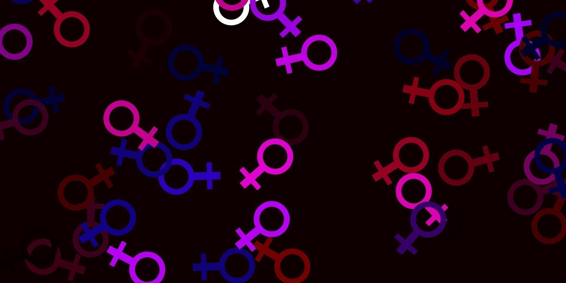 ljusblå, röd vektorbakgrund med kvinnasymboler. vektor