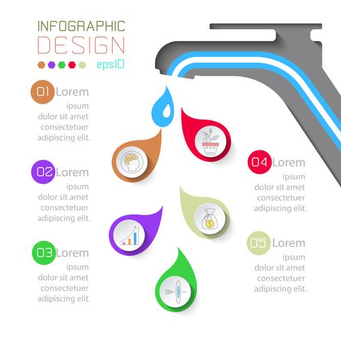 Business infographic med waterdrop koncept. vektor