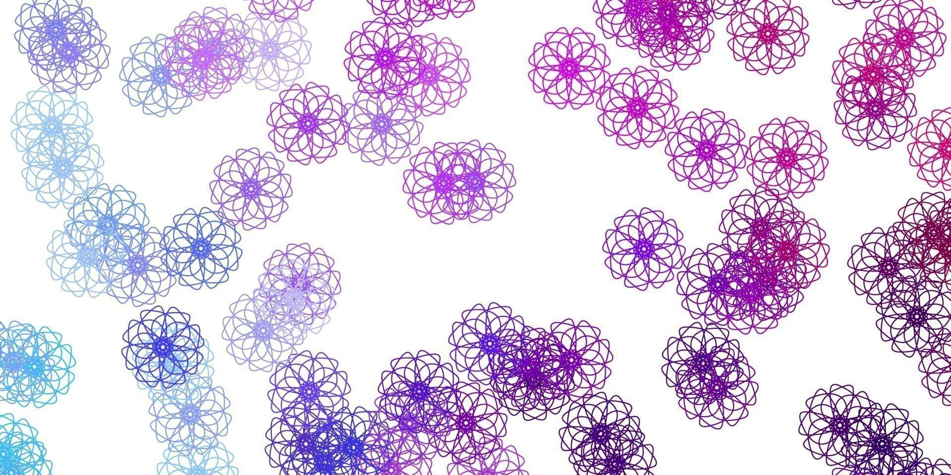 hellblaue, rote Vektor-Gekritzel-Textur mit Blumen. vektor