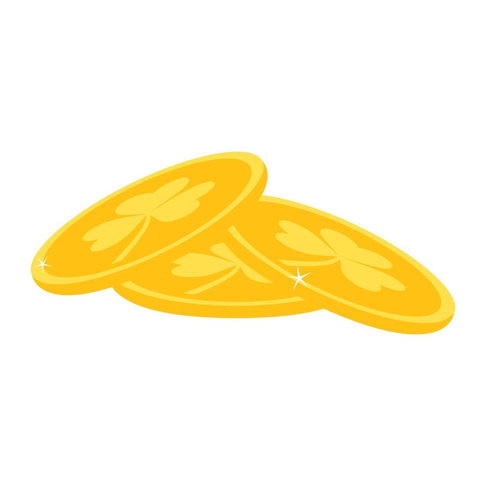 st. patrick's day ein stapel goldmünzen im cartoon-stil. vektorillustration isoliert. weißer Hintergrund vektor