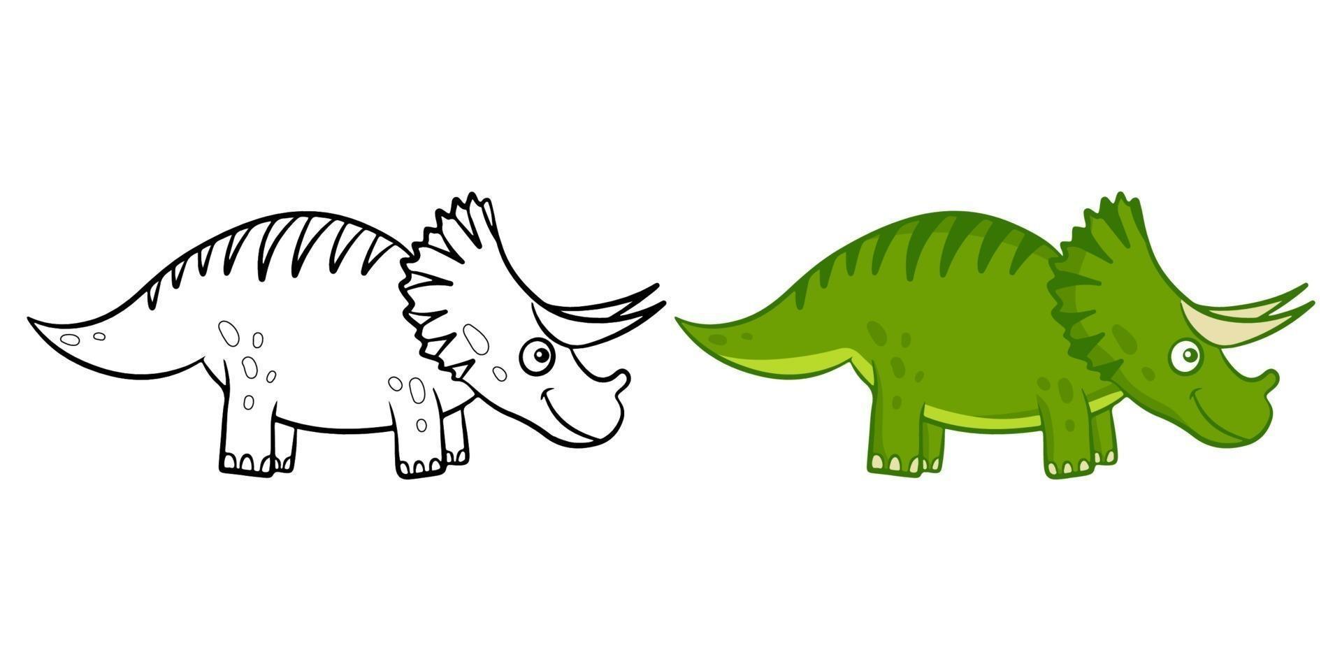 Dinosaurier. Schwarz-Weiß-Vektor-Illustration zum Ausmalen. Lernspiel für Kinder. Vektor, flacher Cartoon-Stil. vektor