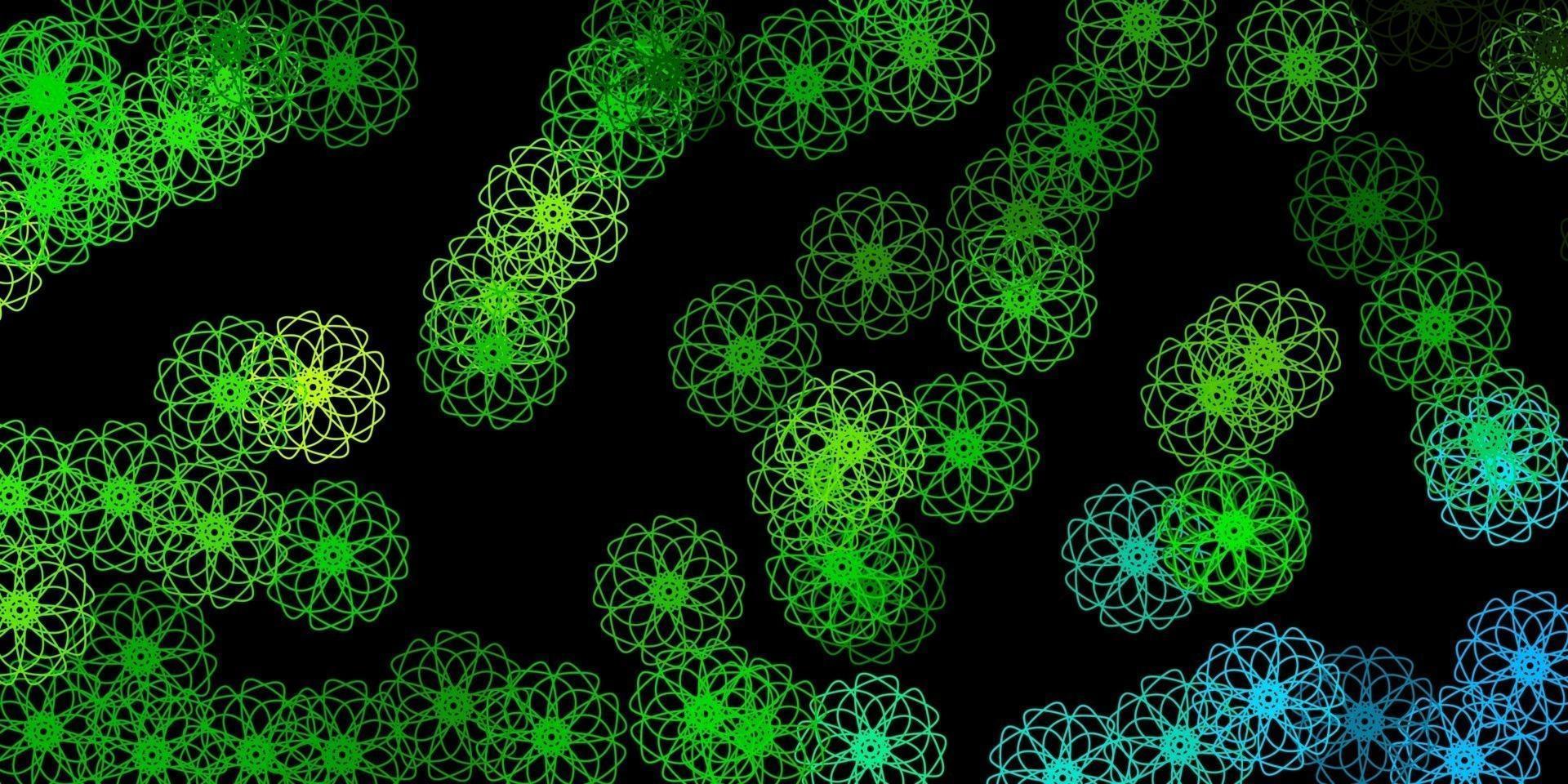 dunkelgrüner, gelber Vektorhintergrund mit chaotischen Formen. vektor