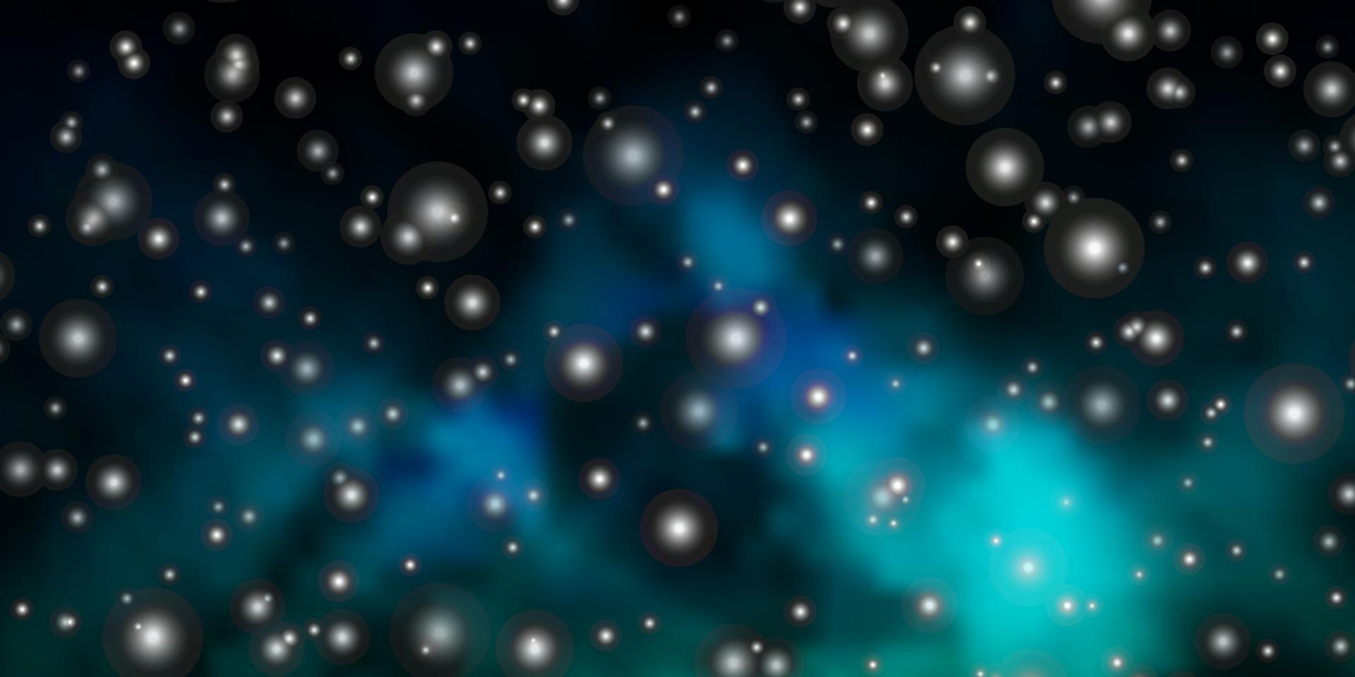 dunkelblaues, grünes Vektormuster mit abstrakten Sternen. vektor