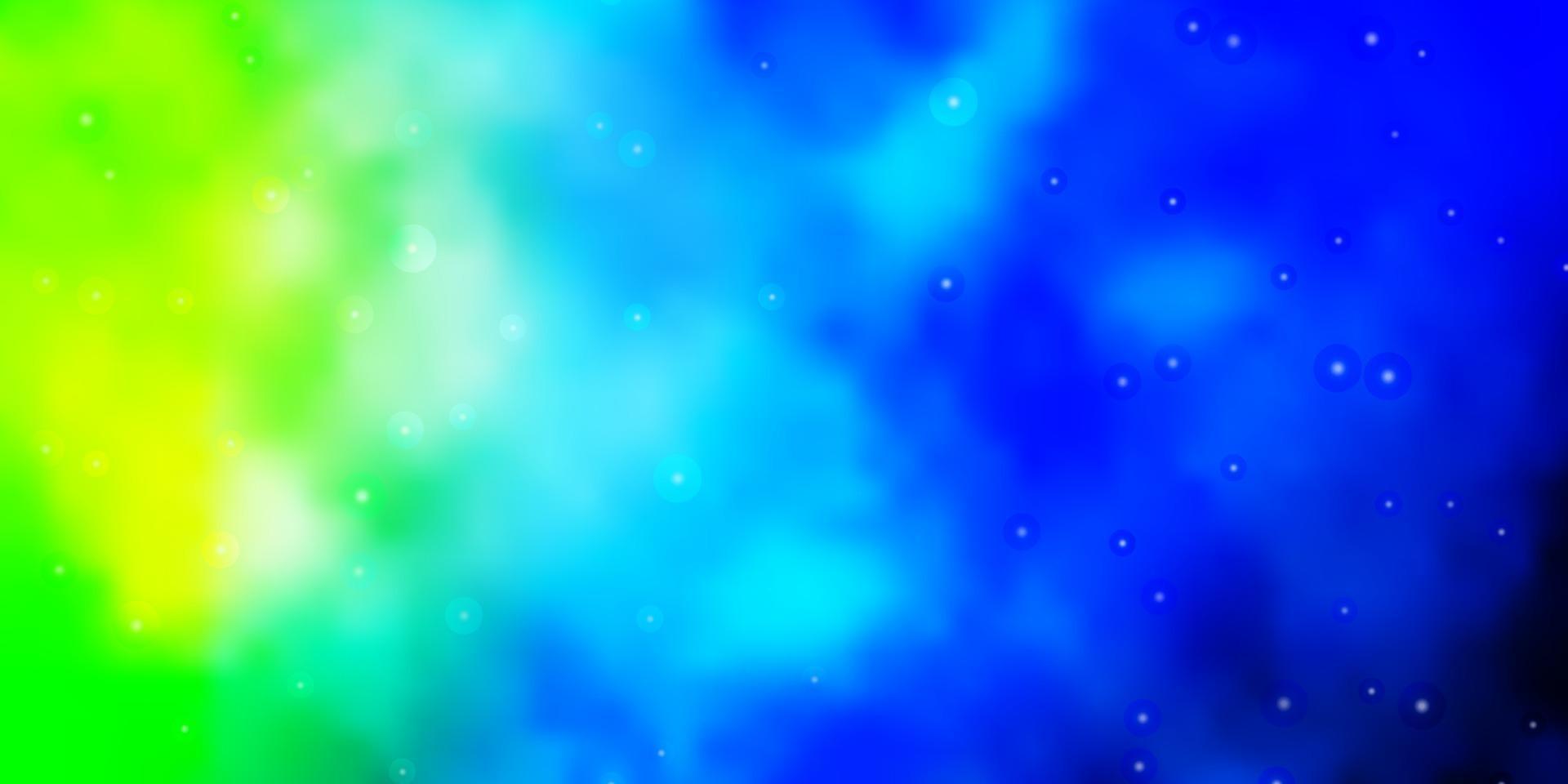 hellblauer, grüner Vektorhintergrund mit bunten Sternen. vektor