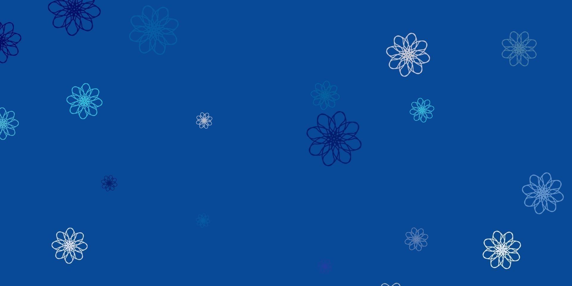 ljusblå vektor doodle mönster med blommor.
